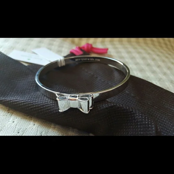 Kate Spade Moon River silver double bow bangle bracelet cuff - Picture 3 of 4